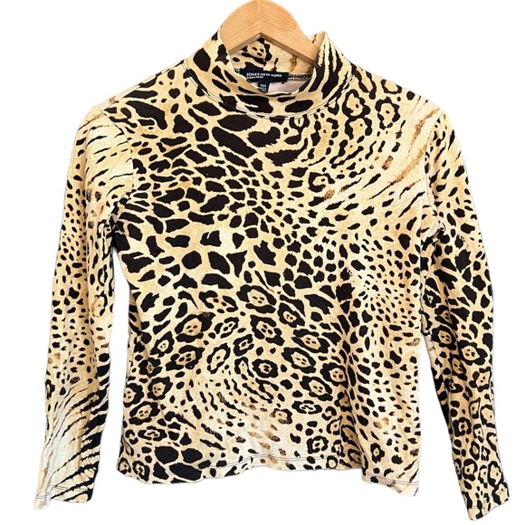 Jones New York Tops - Mock Neck Animal Print Top